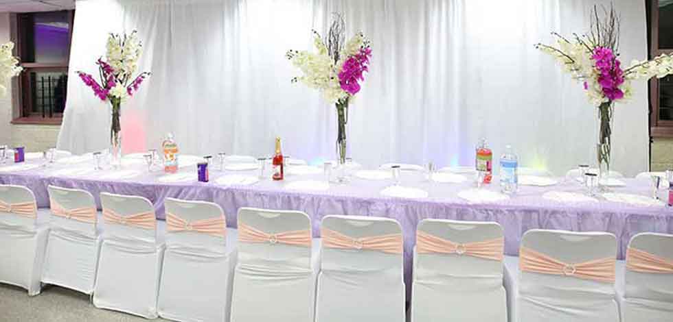 Banquet Chair Cover with Pink Sash
